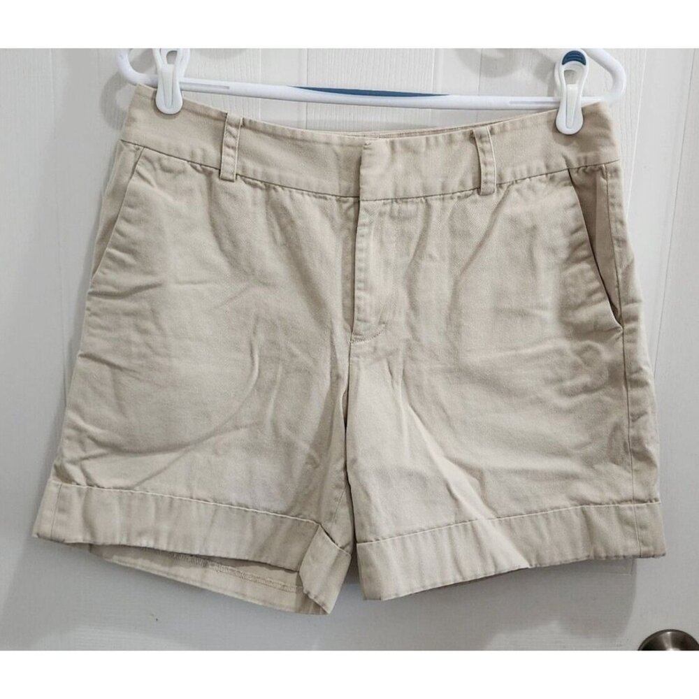 Lauren Ralph Lauren Women's Flat Front Chino Khaki Beige Shorts 100% Cotton Sz 8